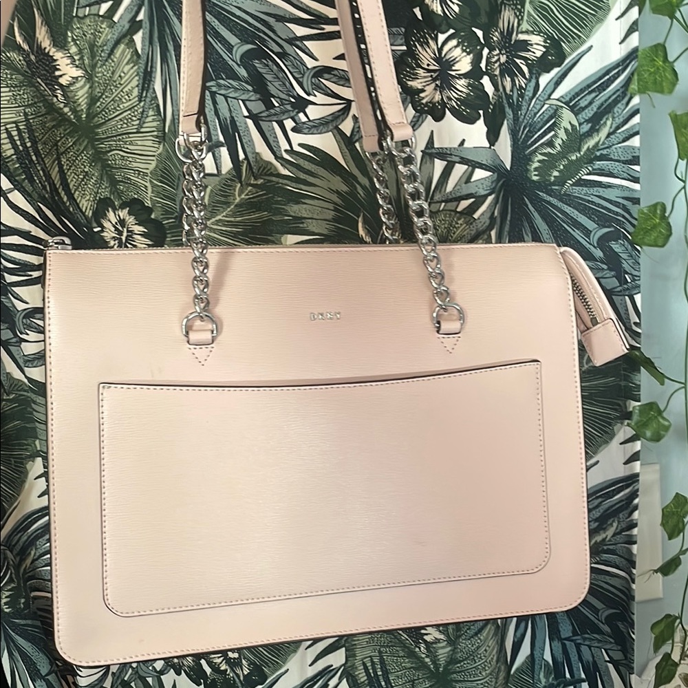 DKNY Pink Shoulder Bag with Silver Hardware